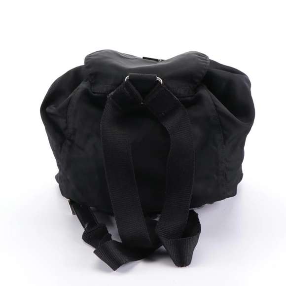 Prada Front Pocket Drawstring Backpack in Black Tessuto with Leather Trim - Picture 4 of 9